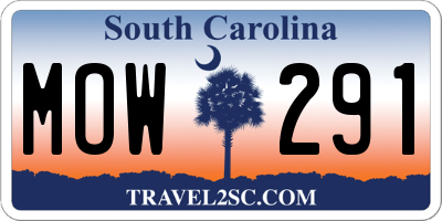 SC license plate MOW291