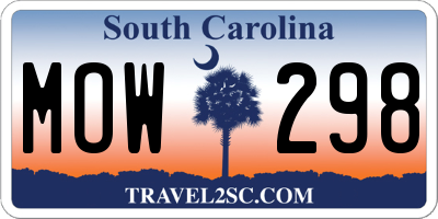 SC license plate MOW298