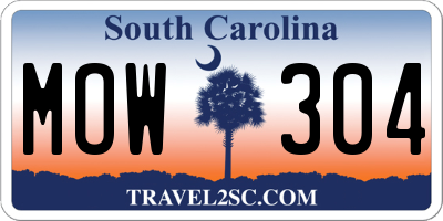 SC license plate MOW304