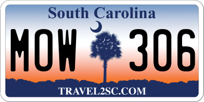 SC license plate MOW306
