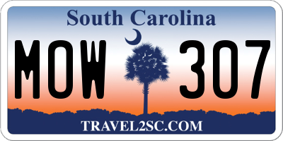 SC license plate MOW307