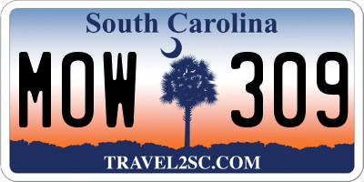 SC license plate MOW309