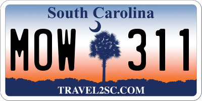 SC license plate MOW311