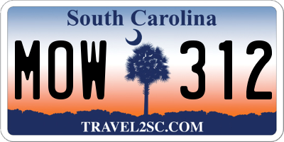 SC license plate MOW312