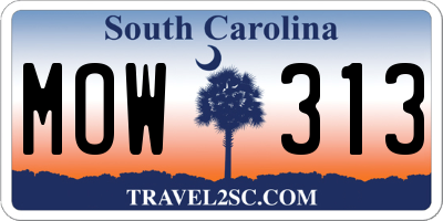 SC license plate MOW313