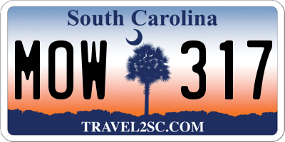 SC license plate MOW317