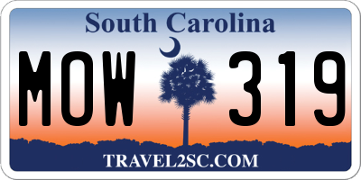 SC license plate MOW319