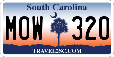 SC license plate MOW320