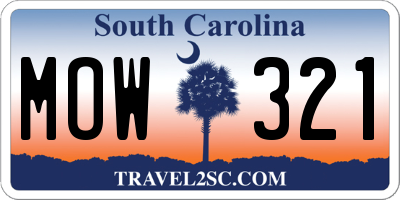 SC license plate MOW321