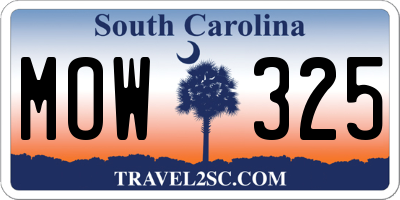 SC license plate MOW325