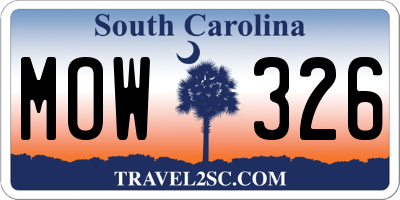 SC license plate MOW326