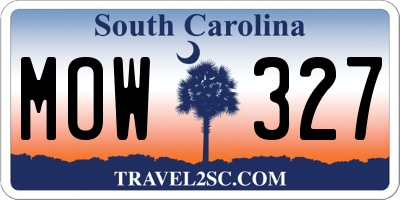 SC license plate MOW327