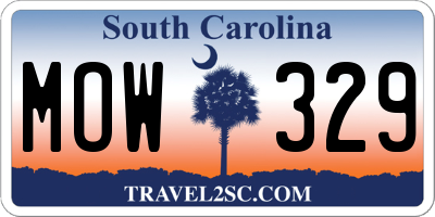 SC license plate MOW329