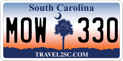 SC license plate MOW330