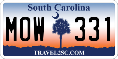 SC license plate MOW331