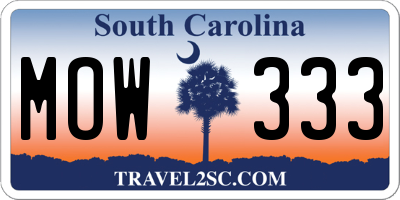 SC license plate MOW333