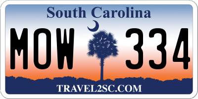SC license plate MOW334