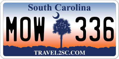 SC license plate MOW336