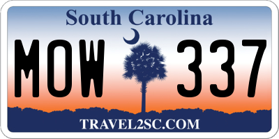 SC license plate MOW337