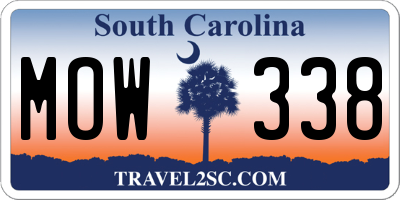 SC license plate MOW338