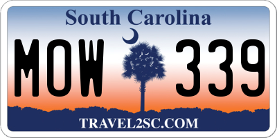 SC license plate MOW339