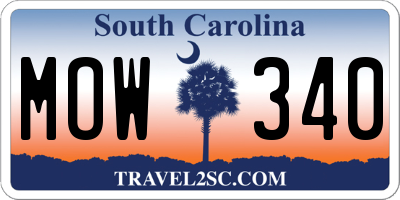SC license plate MOW340
