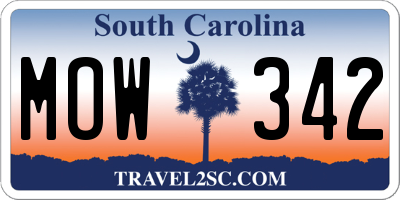 SC license plate MOW342