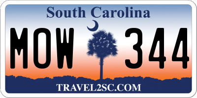 SC license plate MOW344