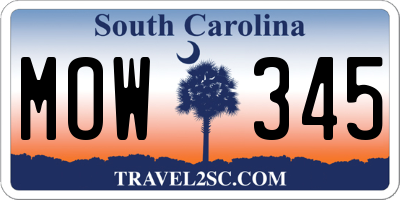 SC license plate MOW345