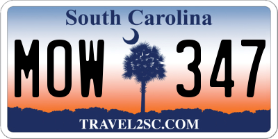 SC license plate MOW347