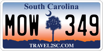 SC license plate MOW349