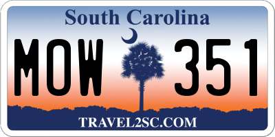 SC license plate MOW351
