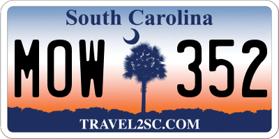 SC license plate MOW352