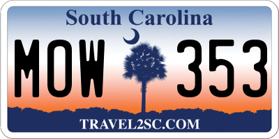 SC license plate MOW353