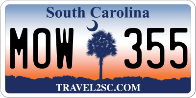 SC license plate MOW355