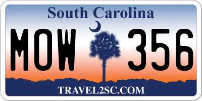 SC license plate MOW356