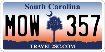 SC license plate MOW357