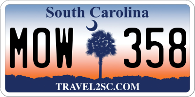 SC license plate MOW358