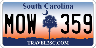 SC license plate MOW359