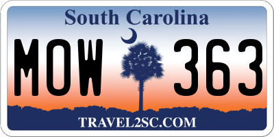 SC license plate MOW363