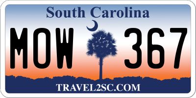 SC license plate MOW367