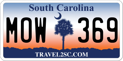 SC license plate MOW369