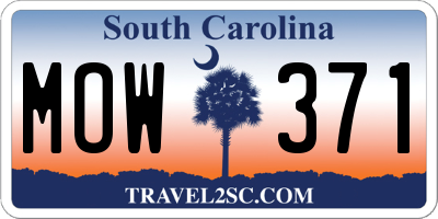 SC license plate MOW371