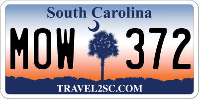 SC license plate MOW372