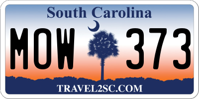 SC license plate MOW373