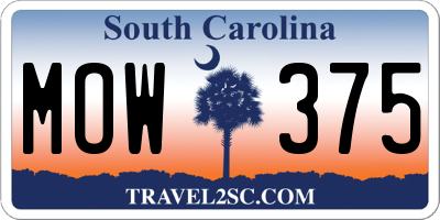 SC license plate MOW375