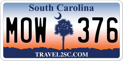 SC license plate MOW376