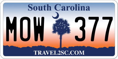 SC license plate MOW377