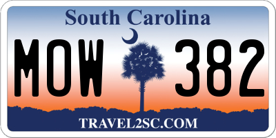 SC license plate MOW382