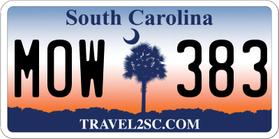 SC license plate MOW383